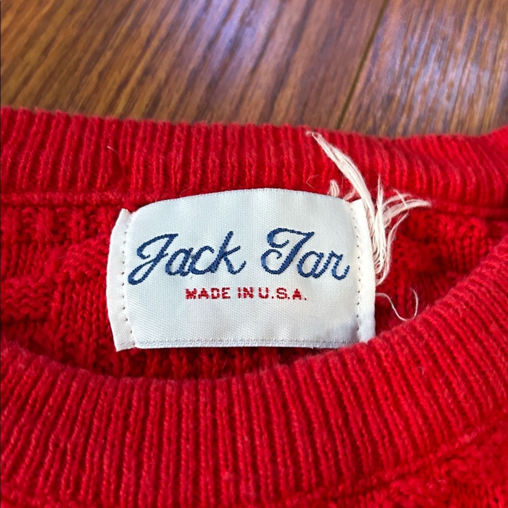 Vintage 90s Jack Tar Made In The USA Cable Knit Textured Kids Sweater Size 5/6 - Picture 4 of 6
